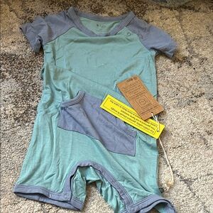 Kyte BABY Blue and Green Kids One Piece(shortall 2T)slate and seafoam